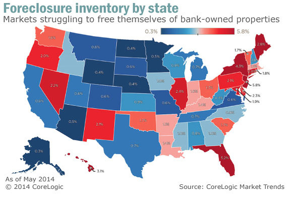 5 states with the most (and fewest) foreclosures